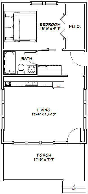 18x30 Tiny House -- 540 sq ft -- PDF Floor Plan - Model 5B