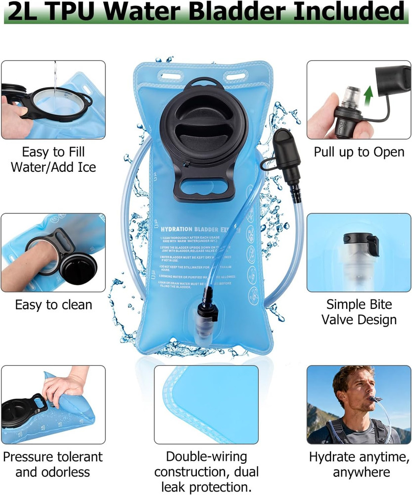Lightweight Running Vest with 2L Water Bladder and Reflective Hydration Backpack