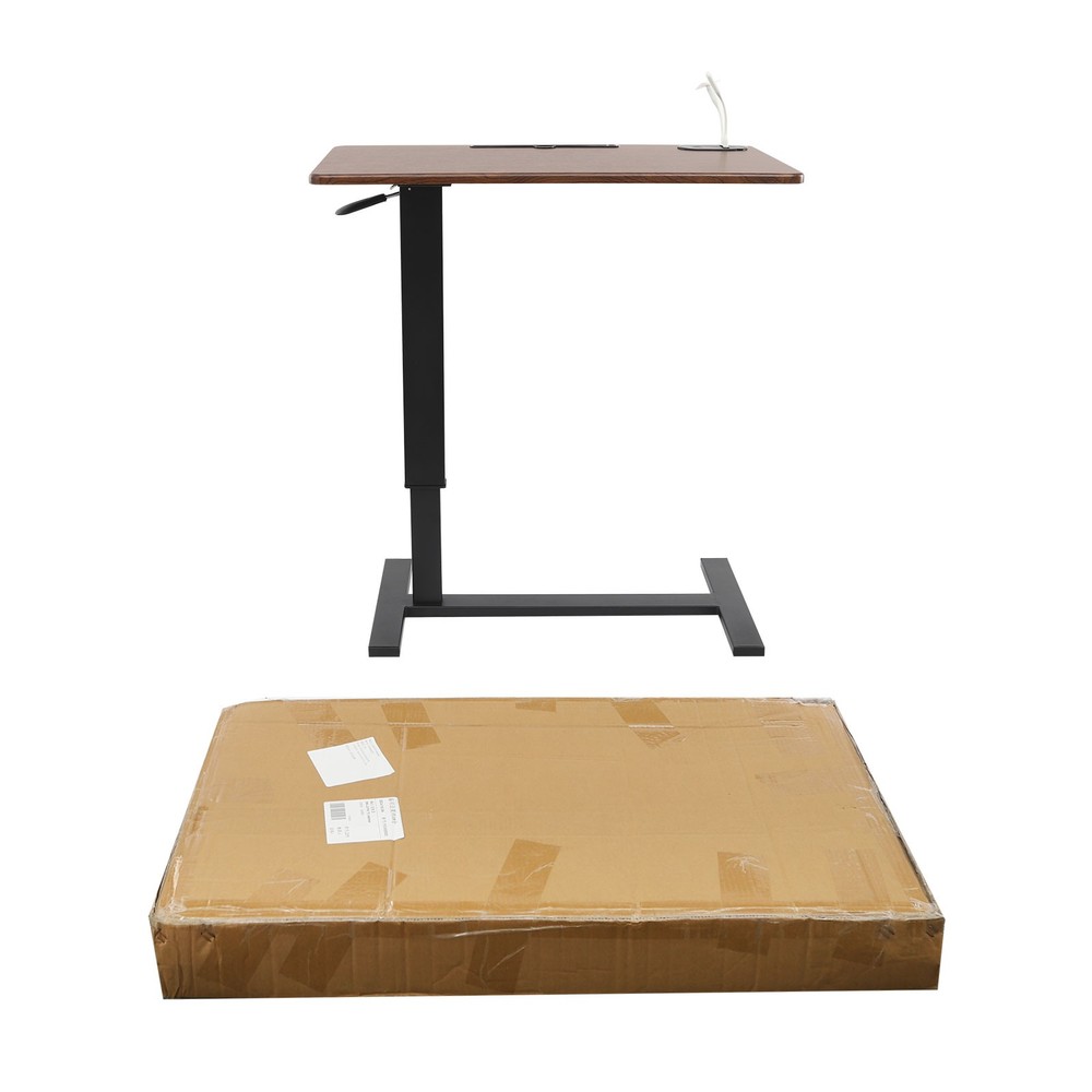 Adjustable Height Side Table Walnut Color Mobile Bedside Table dinner tray table