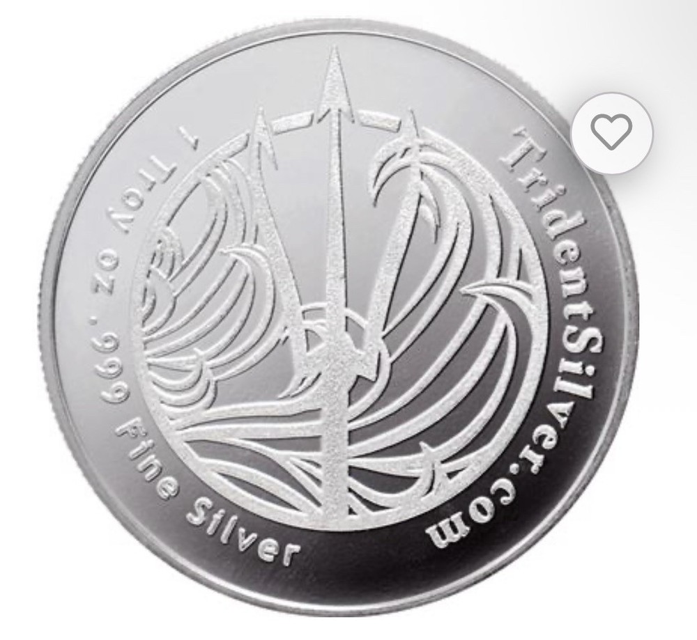 1 oz .999 Fine Silver Round Trident Design