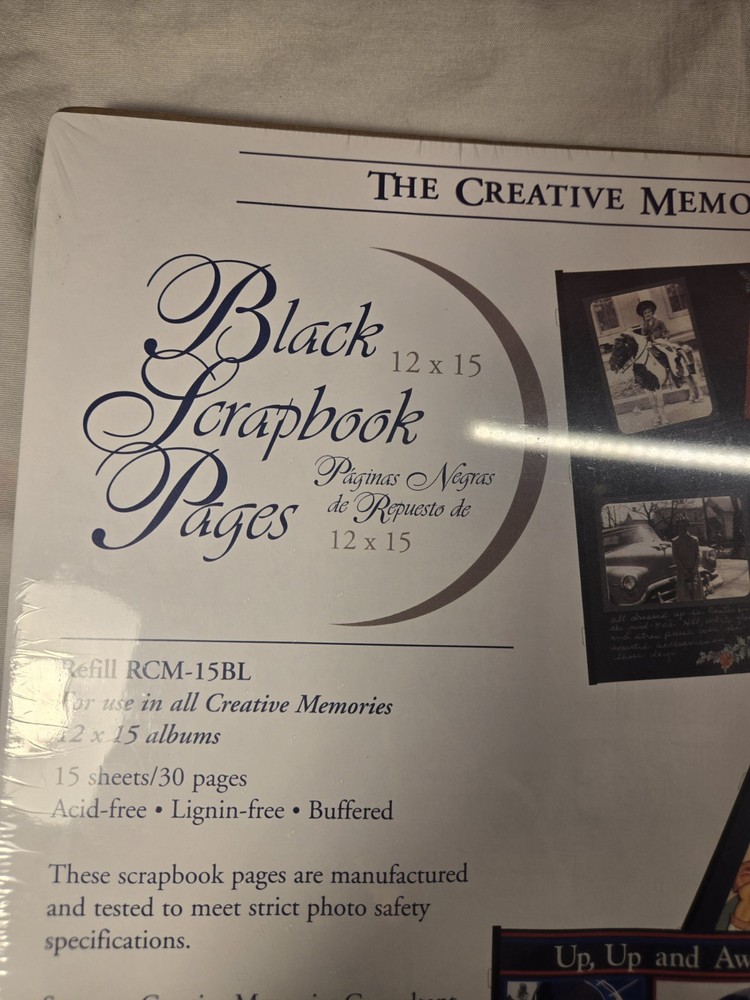 Creative Memories Black 12x15 Scrapbook Hinged Refill Pages 2000 Sealed