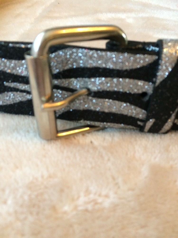 Leather And Fabric Glitter Belt Size Medium