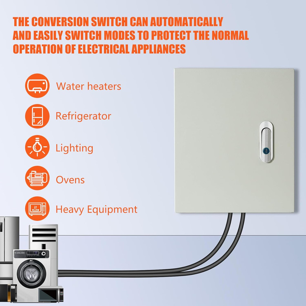 Upgraded Automatic Transfer Switch for Generator, 100 Amp Dual Power Transfer, 3