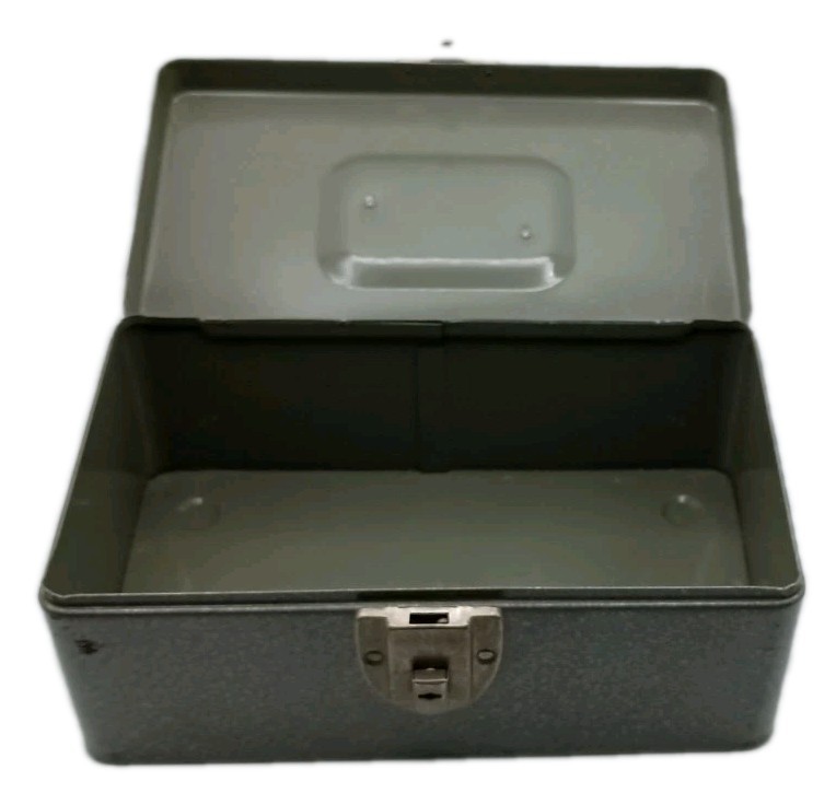 Vintage Versa Small Gray Metal Tool Box with Latch and Handle