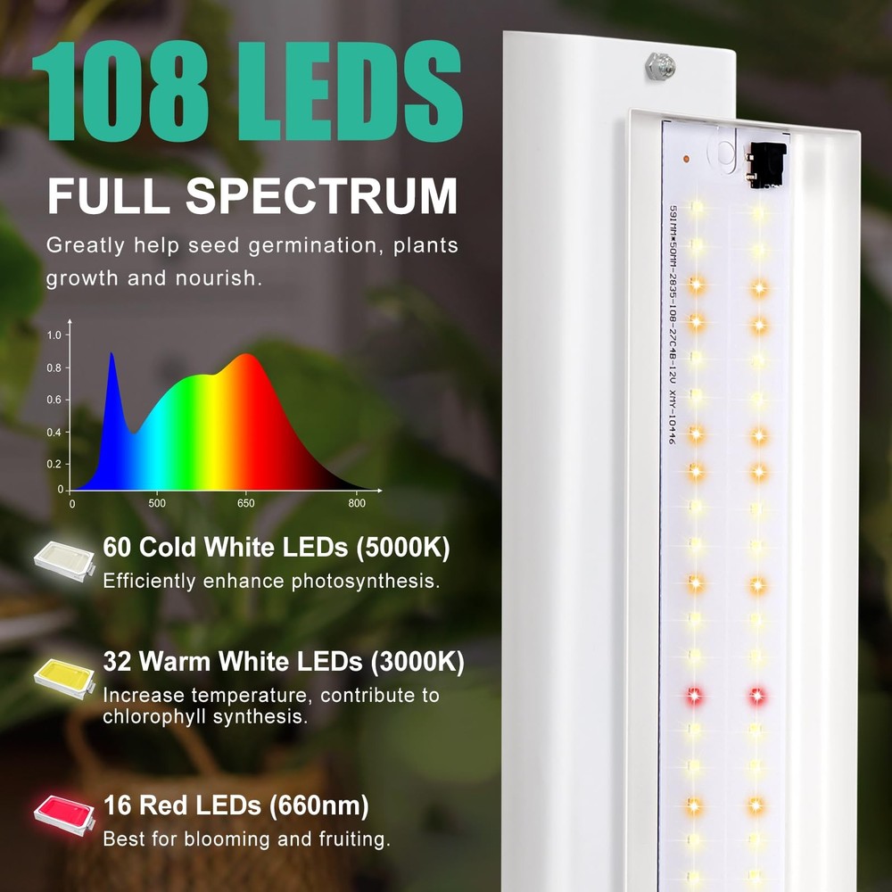 Advanced LED Grow Light Stand with Timer & Dimming for Indoor Plants