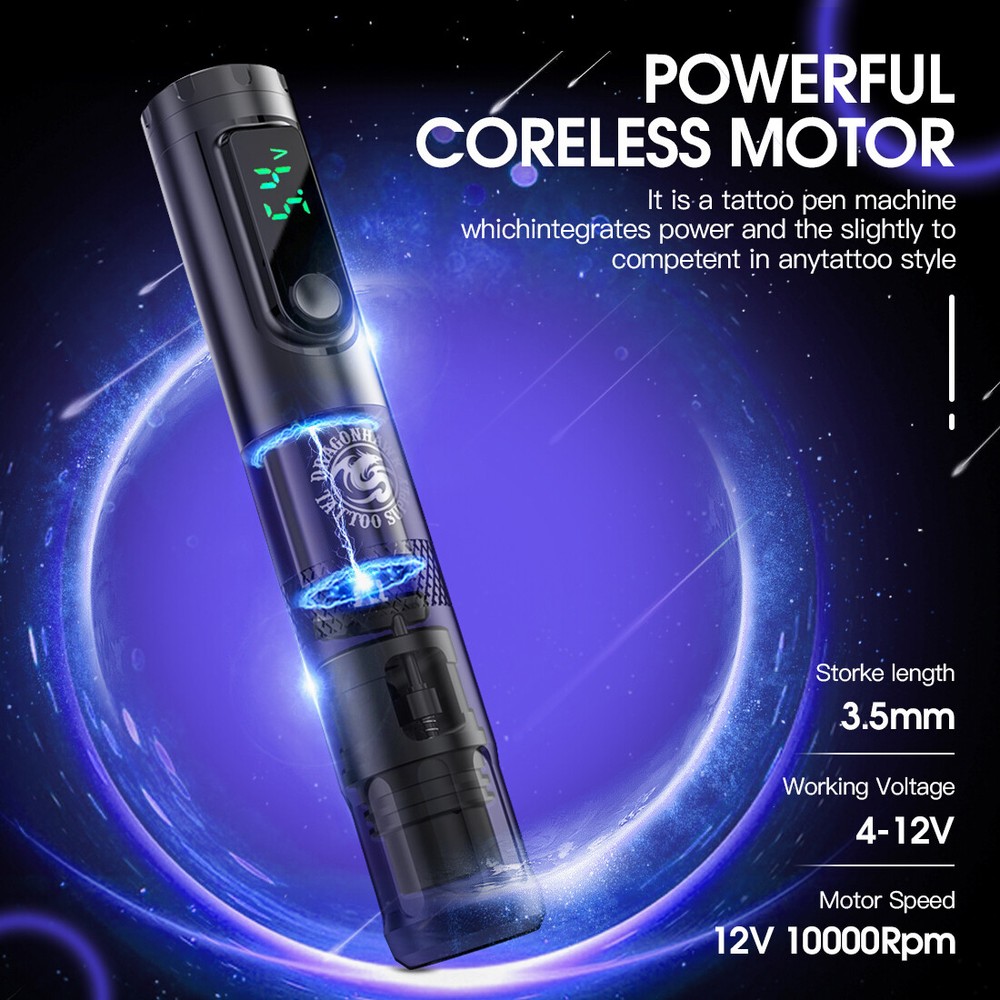Wireless Coreless Motor Rotary Tattoo Pen Permanent Makeup Machine Needles Kit