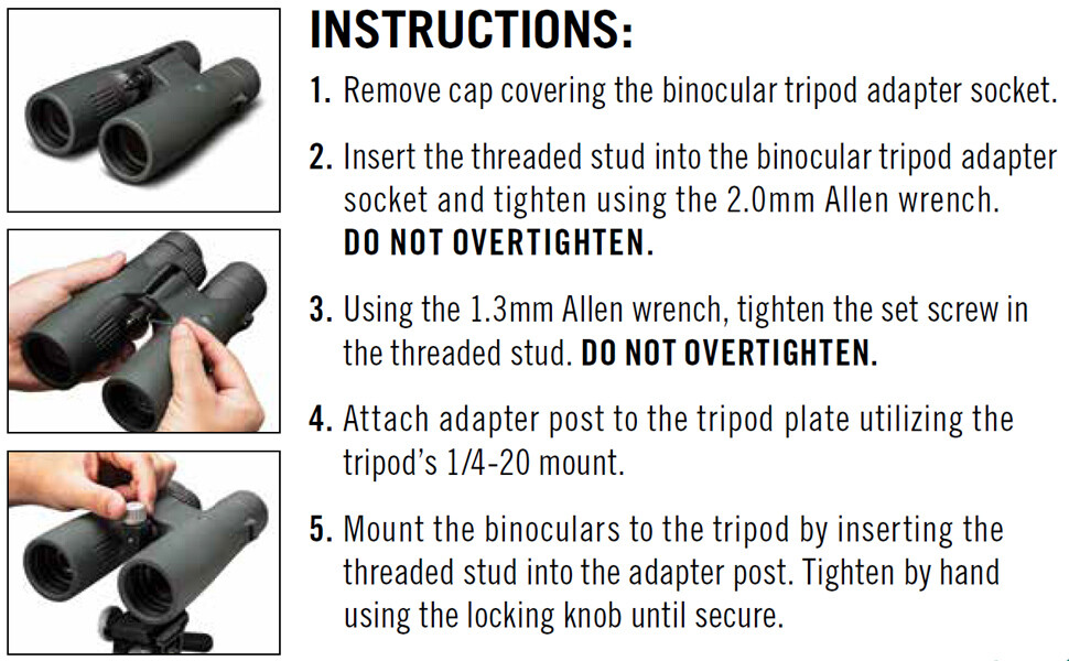 Vortex Pro binocular tripod adapter 1/4"x20 Quick detach Fits most Universal