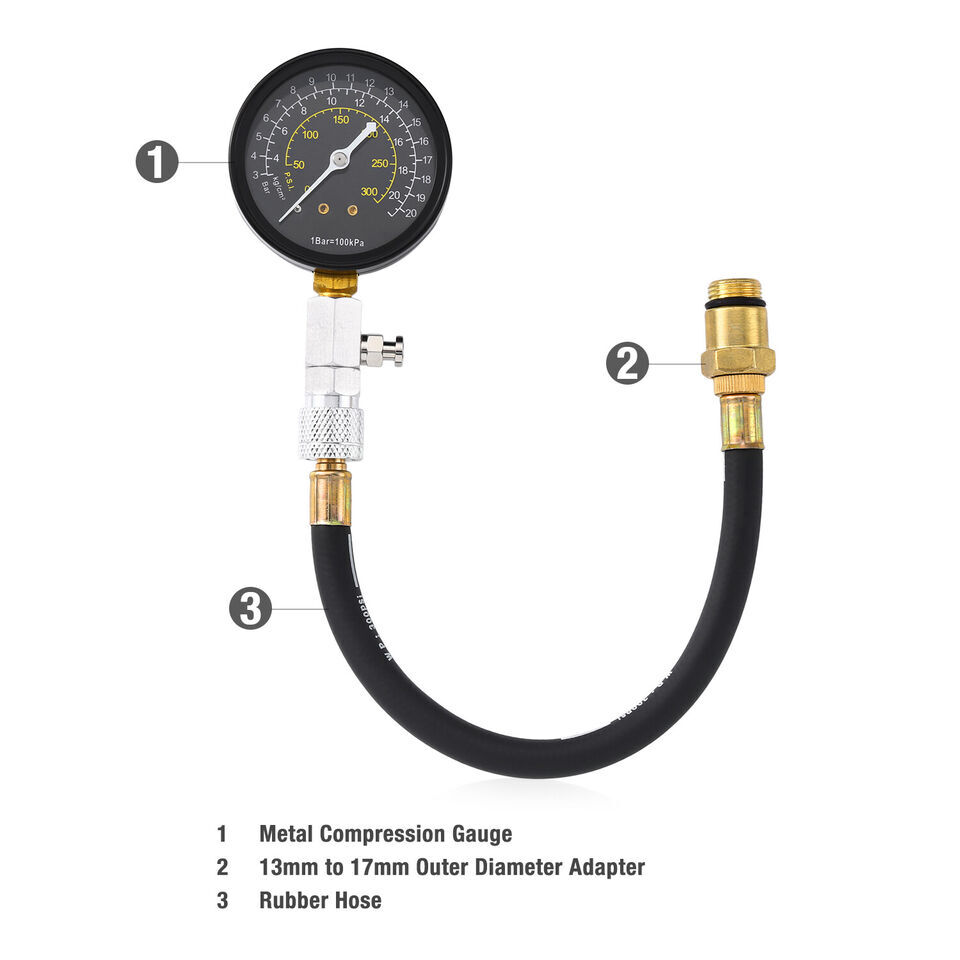 Engine Compression Tester Testing Gauge Gage Check Test Tool Kit Diagnostic NEW
