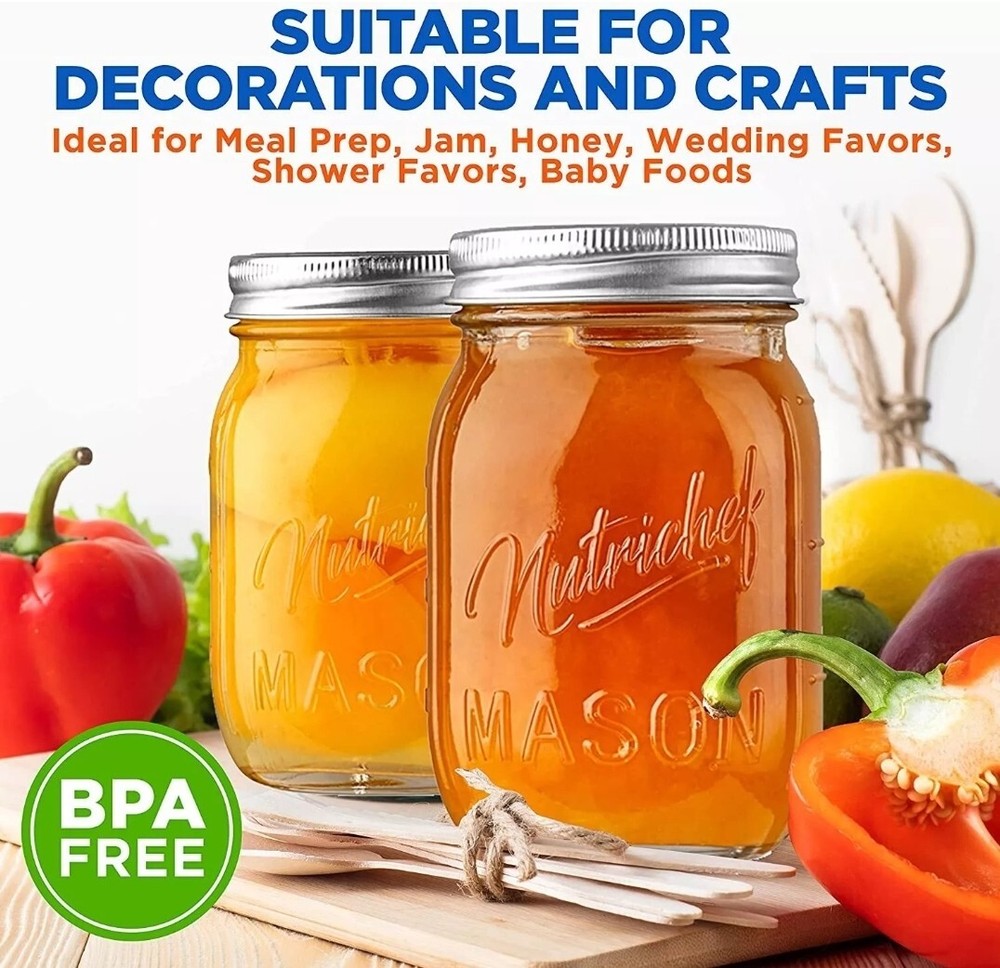 Nutrichef NCMSJ6 6 Pcs Mason Jars Set