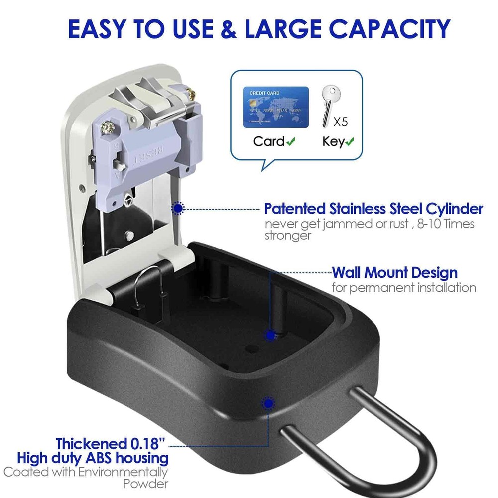 2 Pack Key Lock Box, Waterproof 4 Digits Combination Lockbox with Removable S...