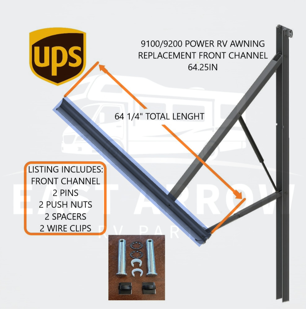 FITS DOMETIC 9100/9200 POWER RV AWNING REPLACEMENT FRONT CHANNEL 64.25IN BLACK