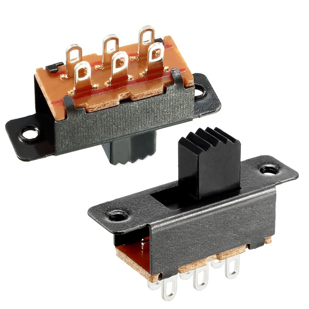 20pcs. 6mm Vertical Slide Switch DPDT 6 Terminals PCB Panel Hitch