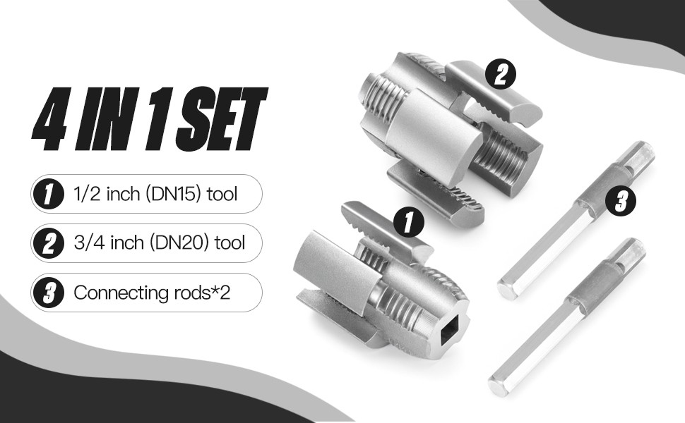 2PCS Pipe Thread Cutting Tool, Electric Drill Compatible Pvc Pipe Threader Kit