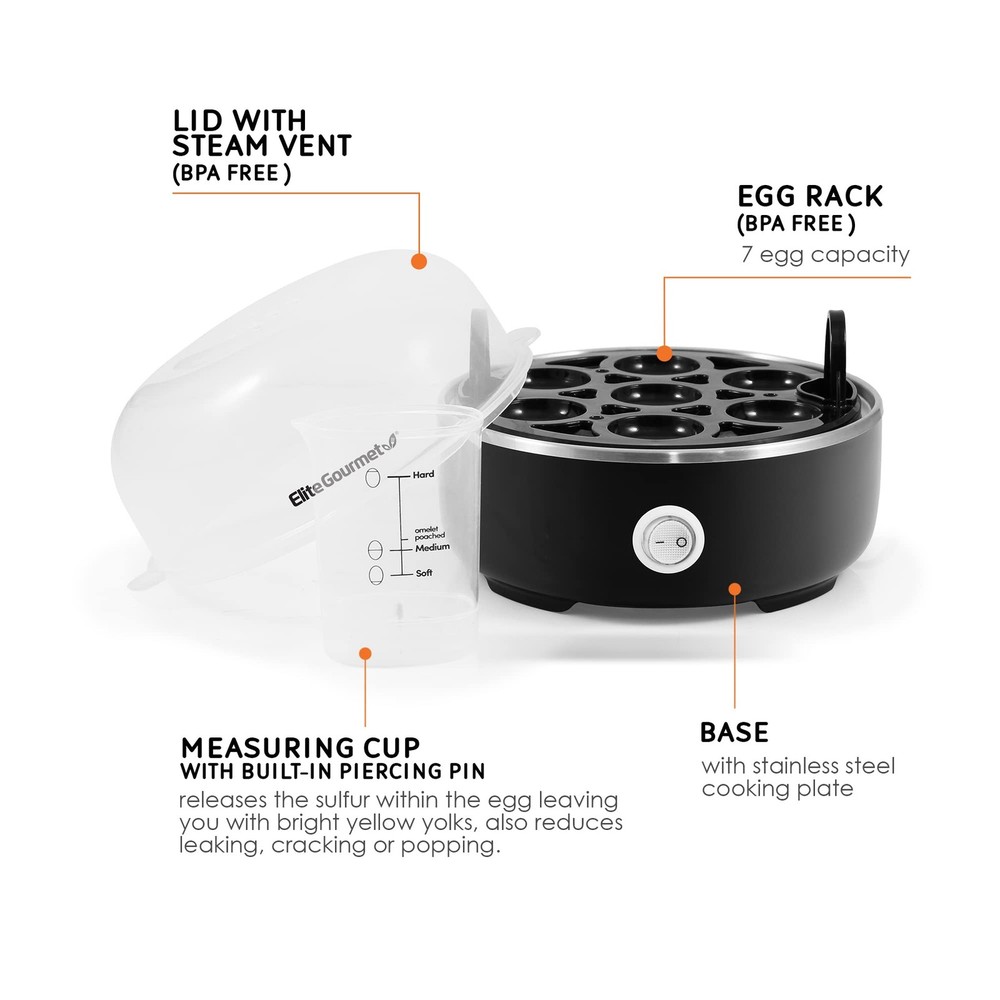 EGC115B Easy Egg Cooker Electric 7Egg Capacity, Soft, Medium, HardBoiled Egg ...
