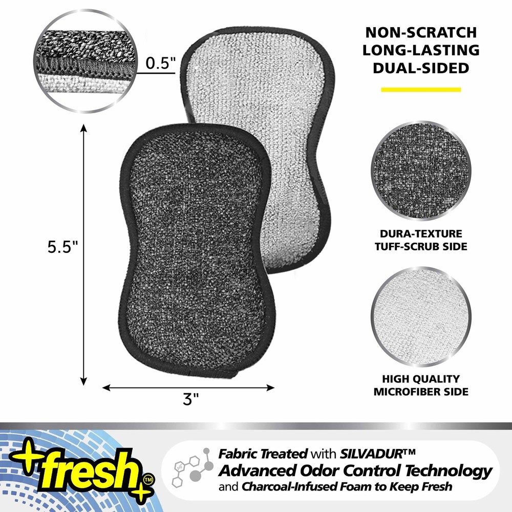 Fresh Professional Microfiber Scrubnwipe Sponge Pads Fabric Treated With Silvadu