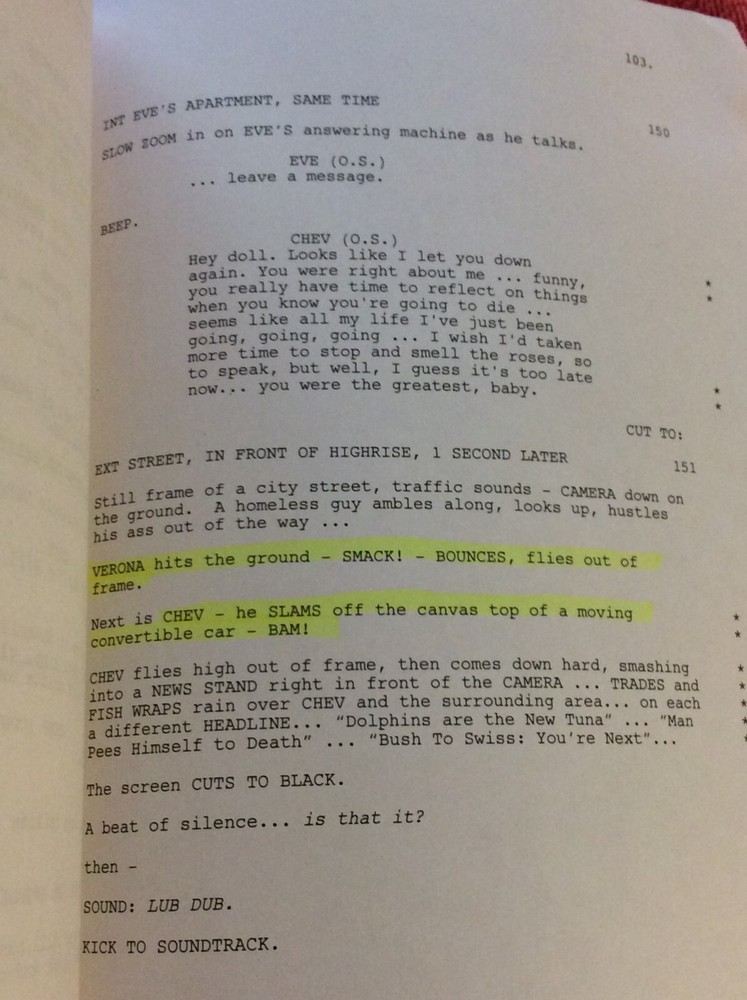 ORIGINAL SCRIPT CRANK JASON STATHAM DWIGHT YOAKAM CHESTER BENNINGTON