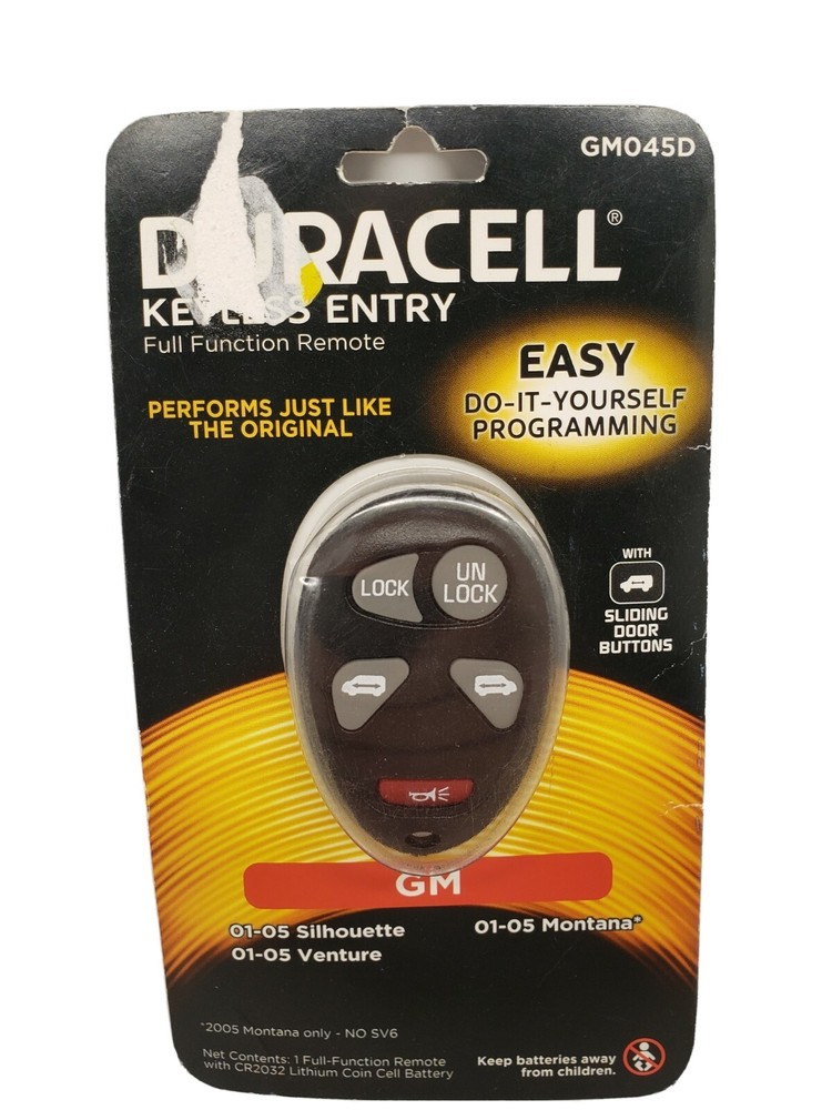 New Duracell Keyless Entry Full Function Remote for GM Vehicles GM045D Key fob