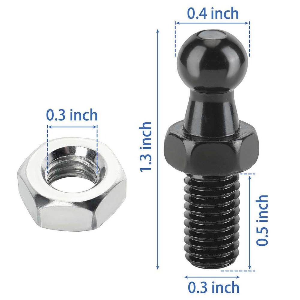 8pcs Ball Mount Threaded Stud Brackets 10mm Gas Prop Strut Spring RV Camper 1/2"