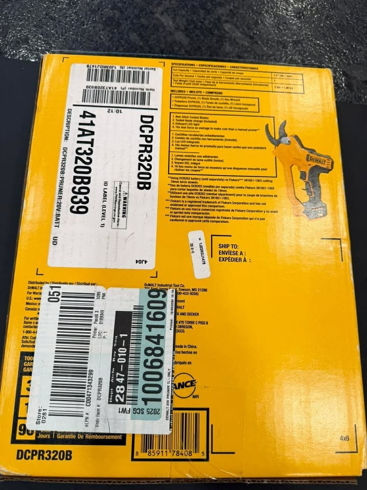 DeWalt DCPR320 20V MAX Cordless Pruner Bare Tool NEW Open Box