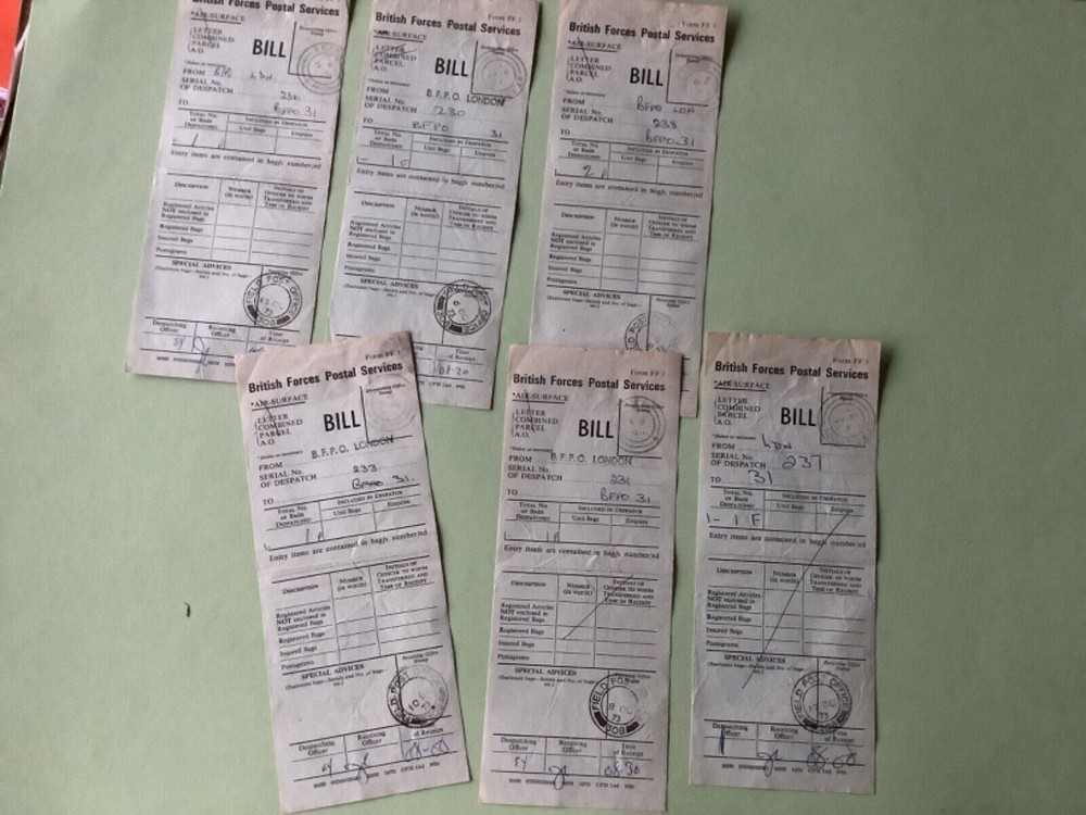 British Forces Postal service Bill 6 items  Ref A1689