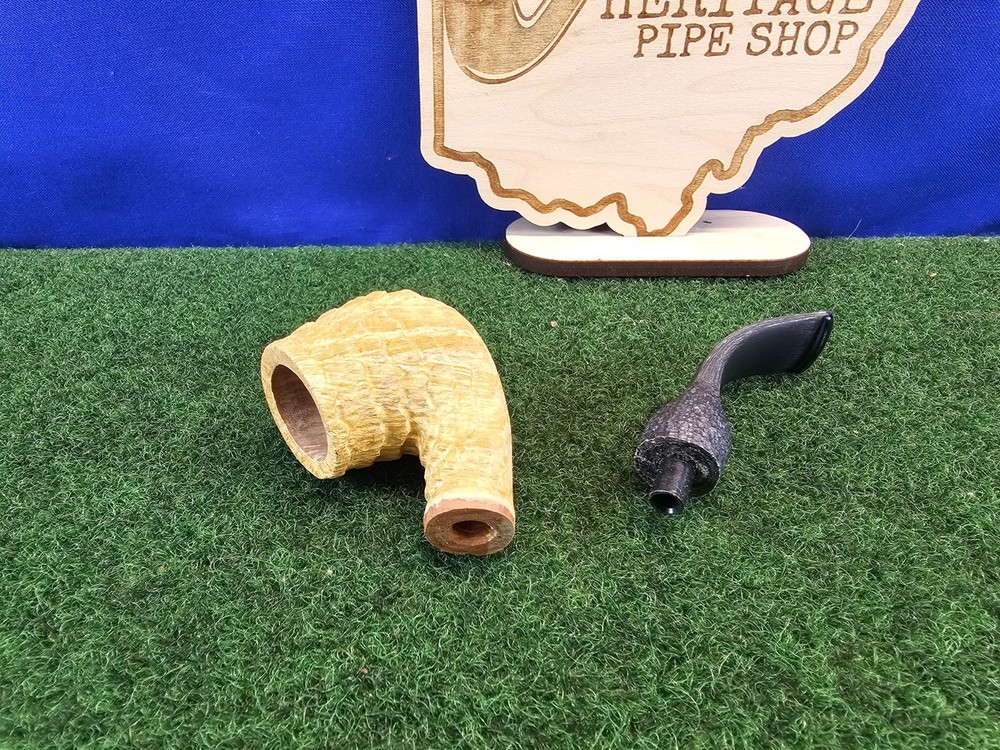 Brian Orton Handmade Artisan Bent Billiard Rustic Briar Pipe, Unsmoked