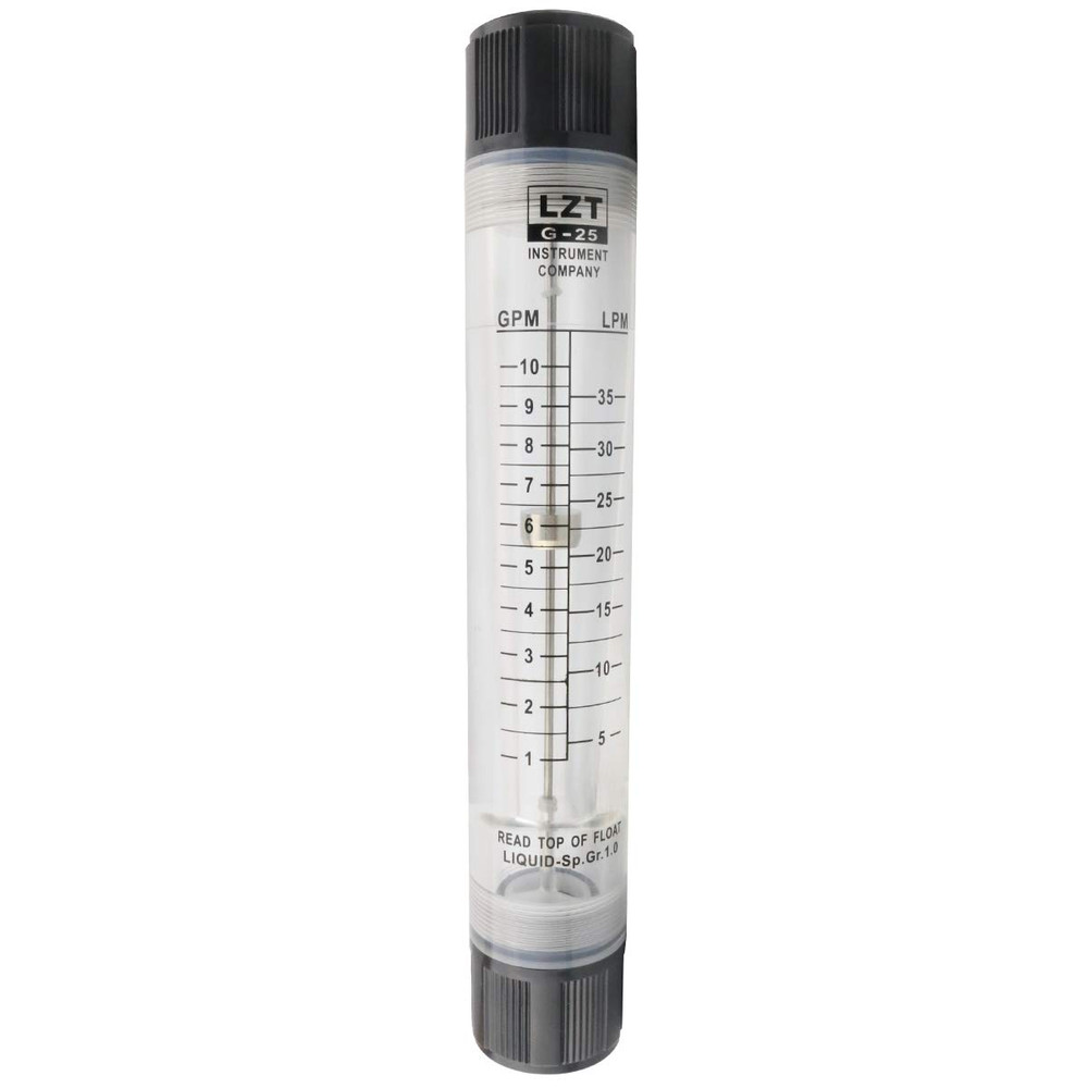 5-35LPM Inline Clear Acrylic Water Flowmeter 1PT Dia Threads