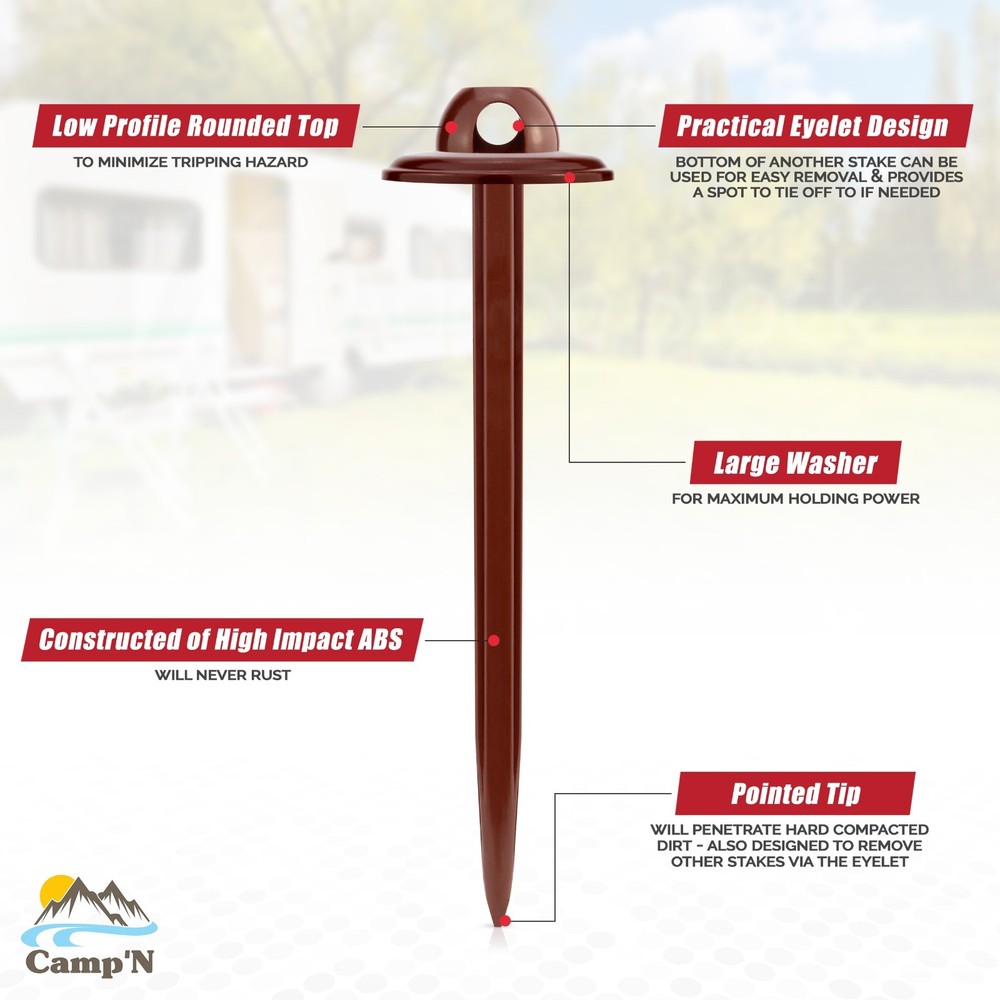 Outdoor Patio Rug Stakes (8 Pack) RV Rug Hold Downs - RV Camping Mat Rug Stakes