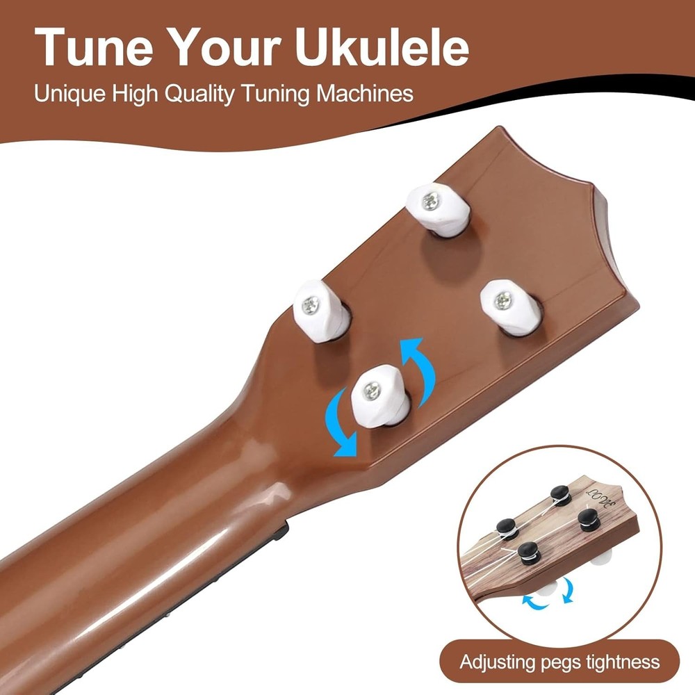 Koa Color 17in Kids Ukulele - 4 String Mini Guitar for Creative Play & Learning