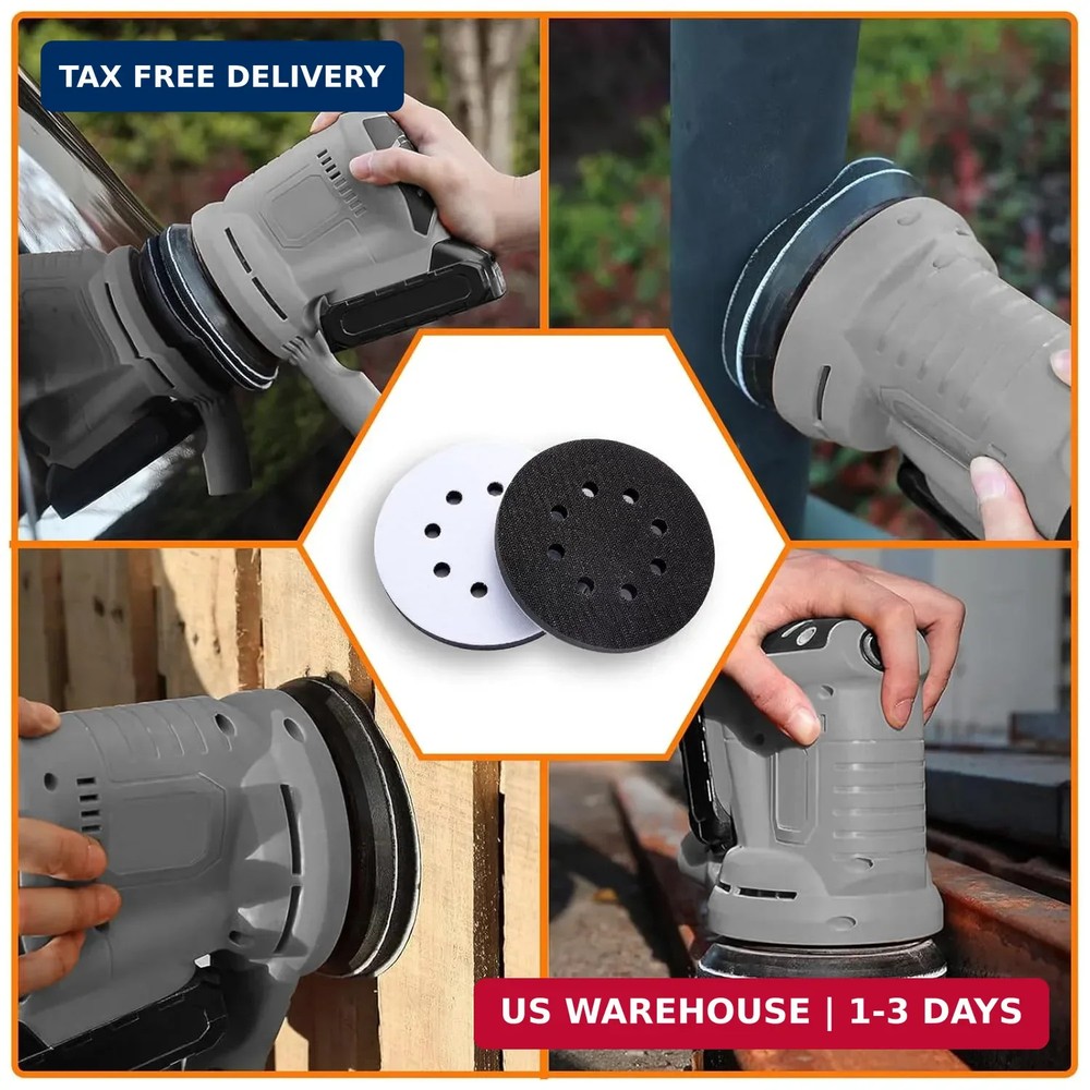 6pc 5" 8 Holes Interface Pads Orbital Sander Sanding Foam Pad Hook Loop Buffer