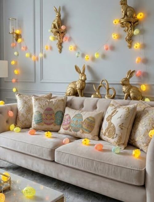 LED Easter Yellow Chicks Cracked Egg String Lights, 8.5Ft Multicolor Egg Chick