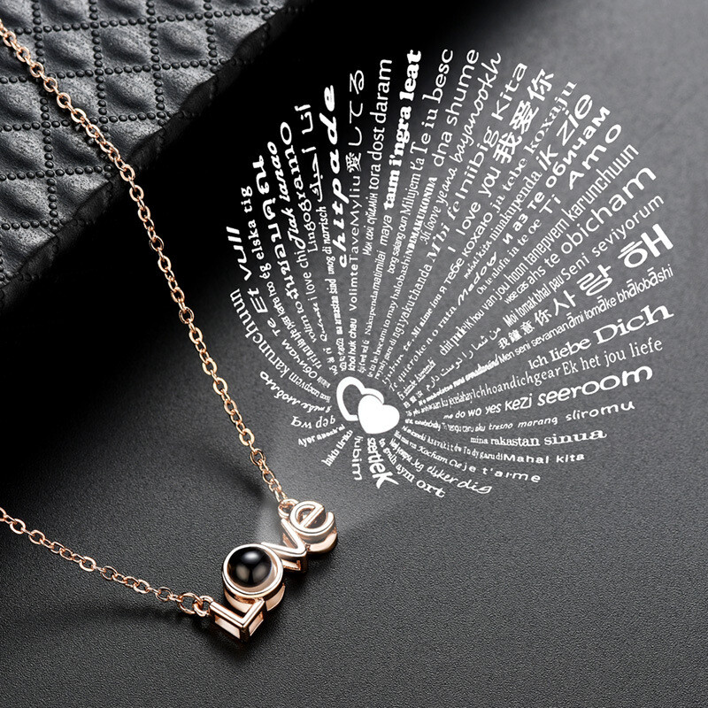 Love Shape Projection Pendant Necklace