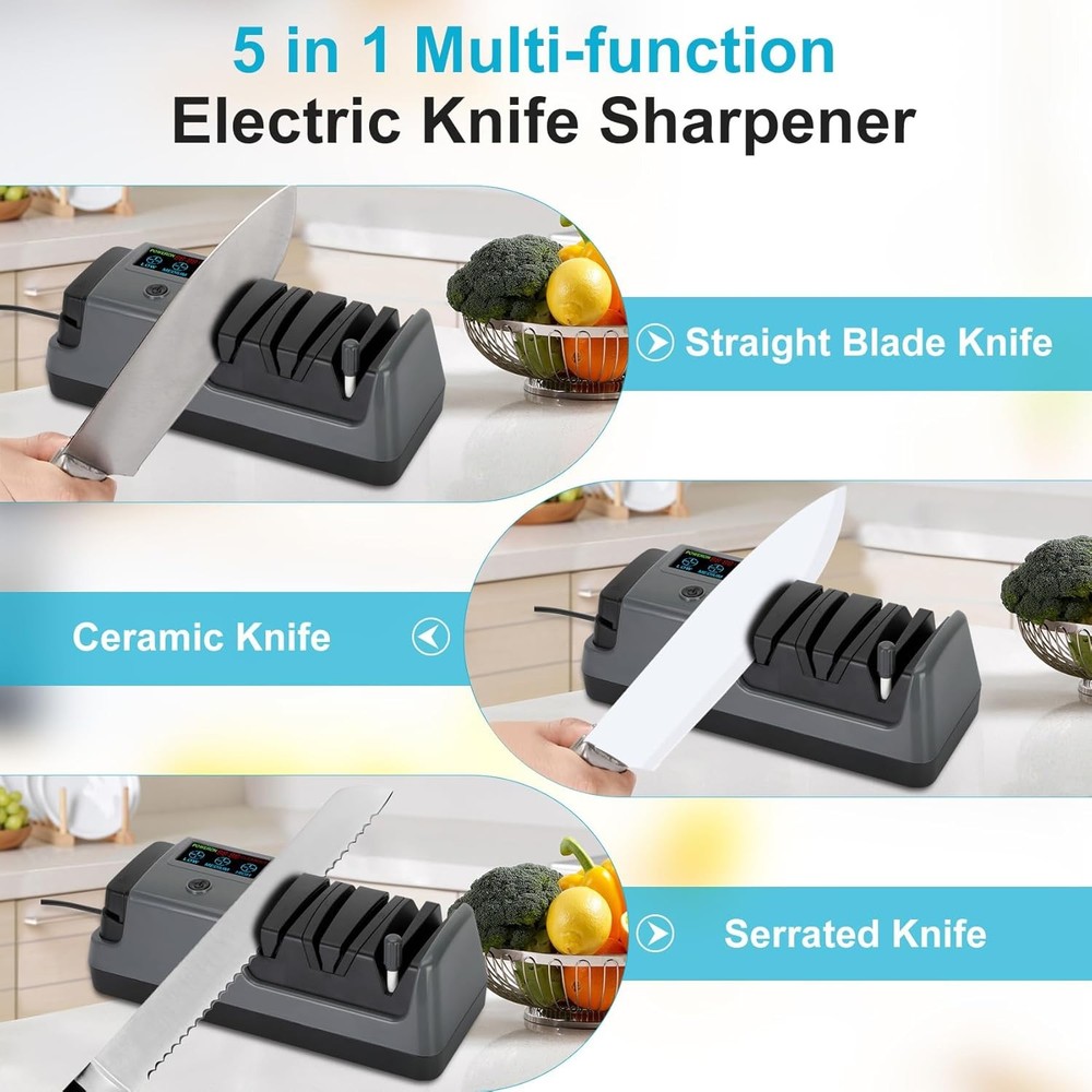 Multi-function 5-in-1 Electric Knife Sharpener-3 Rotational Speed Adjustable US