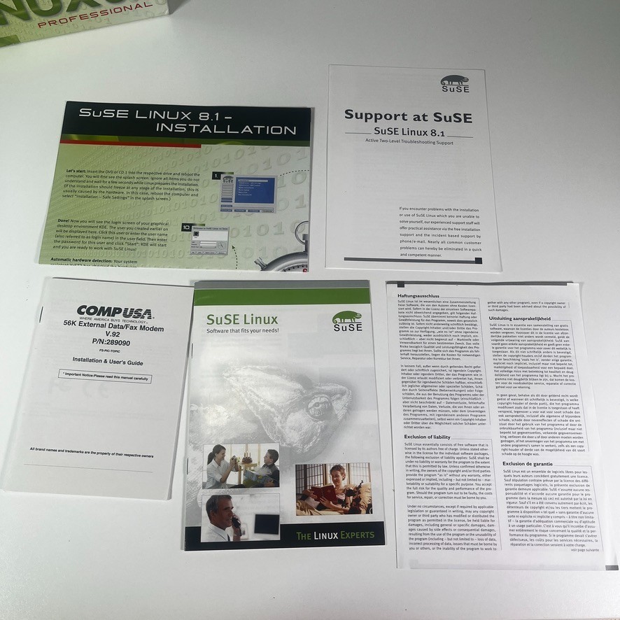 SuSE Linux 8.1 Professional Edition (CD-ROM, 2001) Big Box Vintage Software