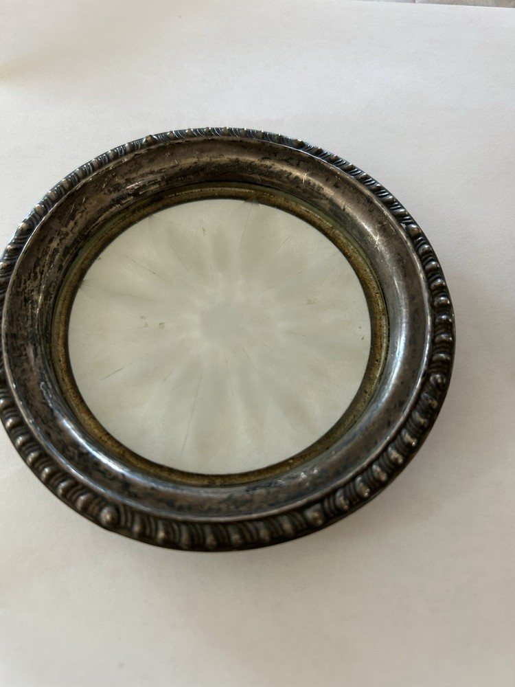 Vintage Silver Plated? Glass Coasters