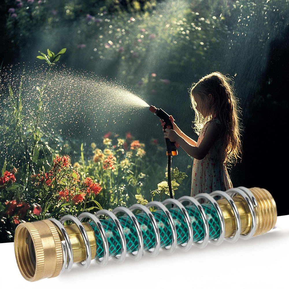 LIULO TOOL Garden Hose Protector, Brass Extension 2 Pack, Gold, Green