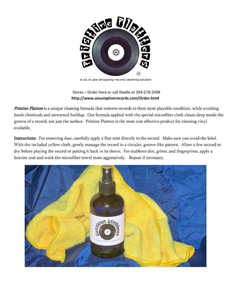 PRISTINE PLATTERS - RECORD CLEANING SOLUTION & CLOTH- Vinyl LP cleaning kit 8oz