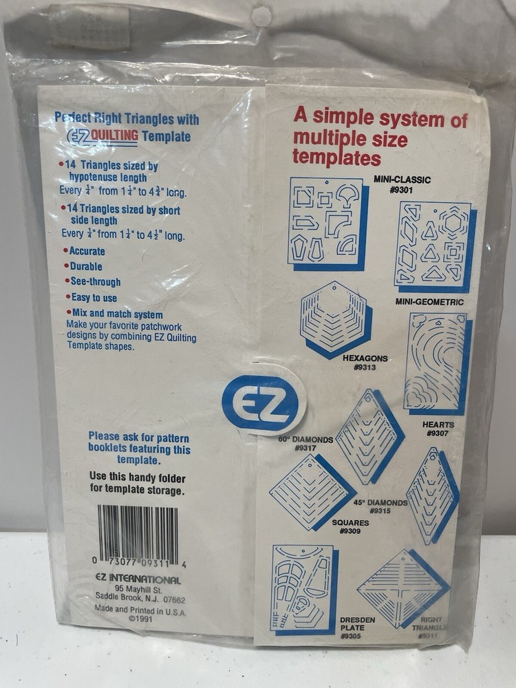 EZ Right Triangles Quilting Cutting Template Plastic #9311 Marti Michell Retro