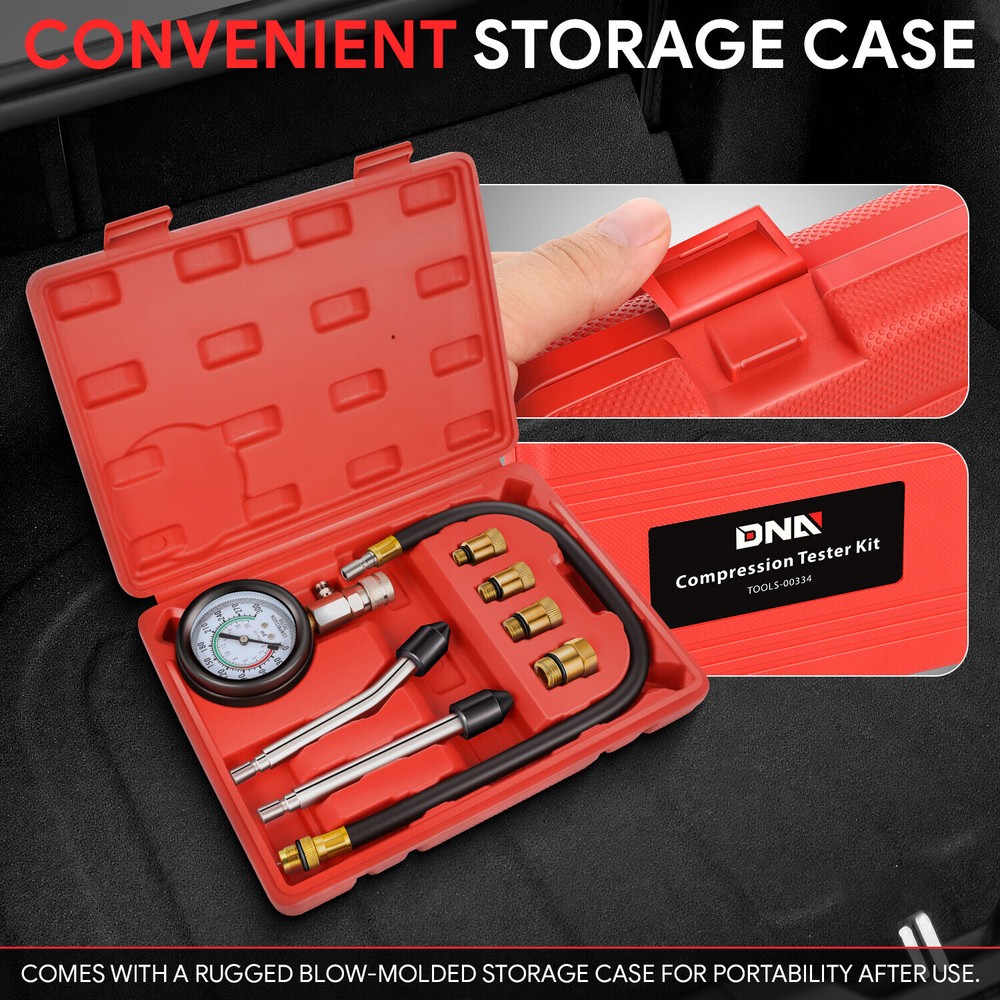 Gasoline Engine Gauge Compression Tester Tool Kit for Auto Car Motorcycle 8Pcs
