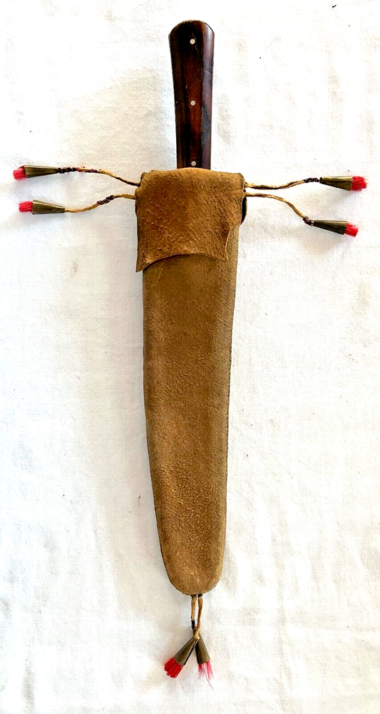 Frontier Side Knife with Hide Scabbard & Decorations