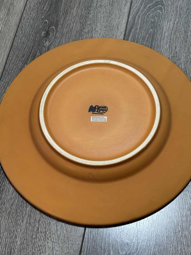 Cracker Barrel Vintage Dinner Plate Fall Winter Thanksgiving Orange Pinecone