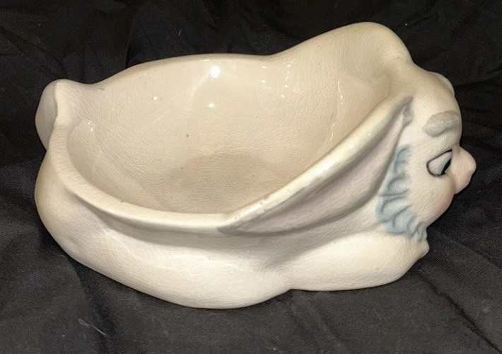 Vintage Easter Bunny Rabbit Bowl & Mug Candy Dish Decorative Glazed Ceramic EUC