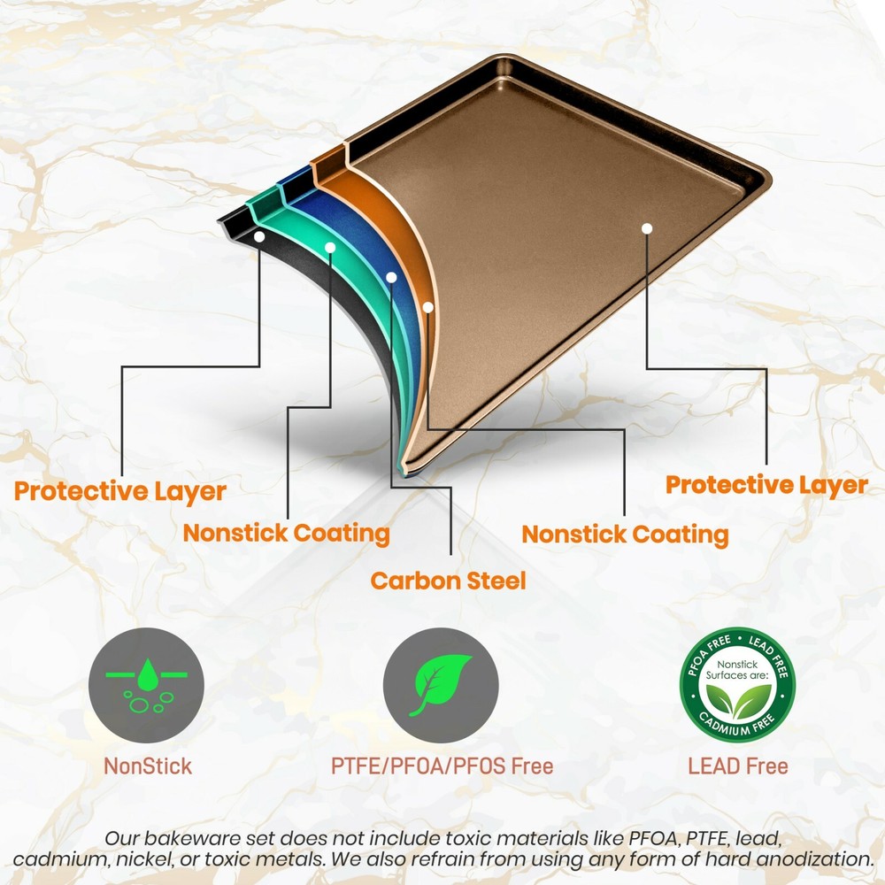 NutriChef Professional Home Kitchen Bake Pans Non-Stick Coated Layer Surface 2pc