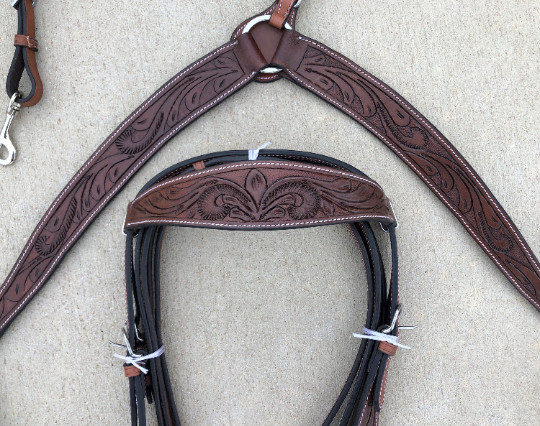 Argentinian Leather Headstall and Breast Collar Set