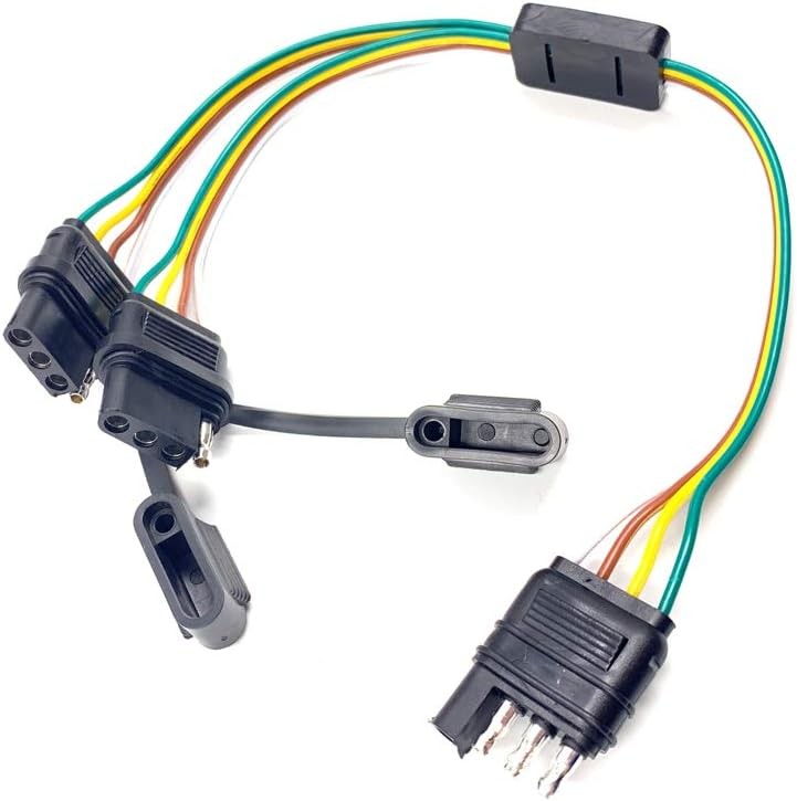 Universal 4-Way Flat Y-Splitter Plug for Tailgate Light Bars & Trailer