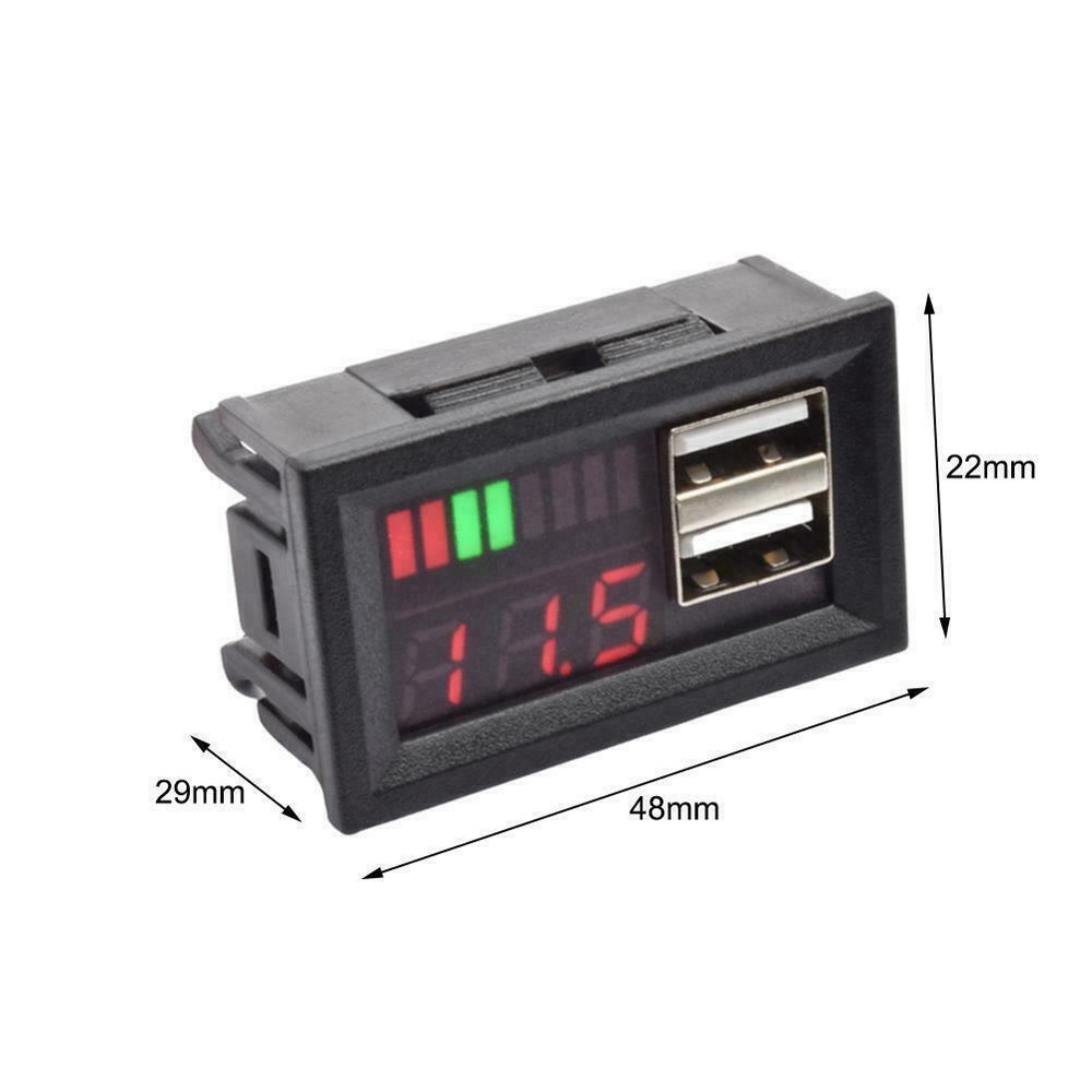 DC Digital Battery Capacity Indicator Voltmeter Voltage Meter Car Tester USB