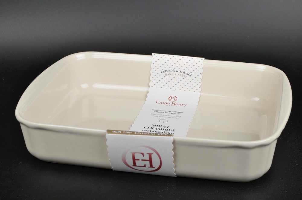 EMILE HENRY Roaster Lasagna Baking Dish Rectangular Tan 13" x 9" New