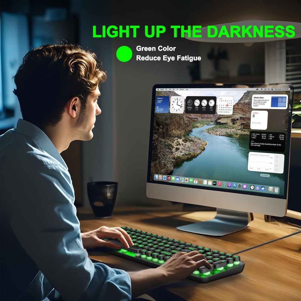 Large Print Backlit Keyboard, Wired USB Lighted Computer Keyboards with 7-Col...