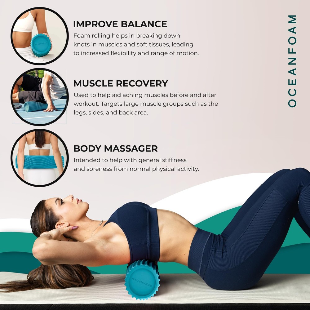 Soft Tidal Roller (Miami Blue) - Low Density Foam Roller for Physical Therapy