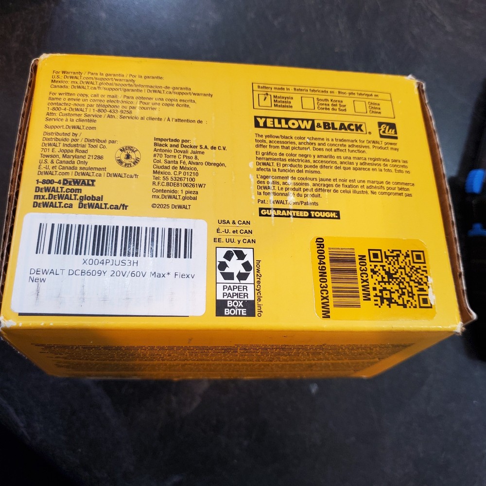 DEWALT DCB609 FLEXVOLT 20V/60V MAX 9Ah Lithium-Ion Battery