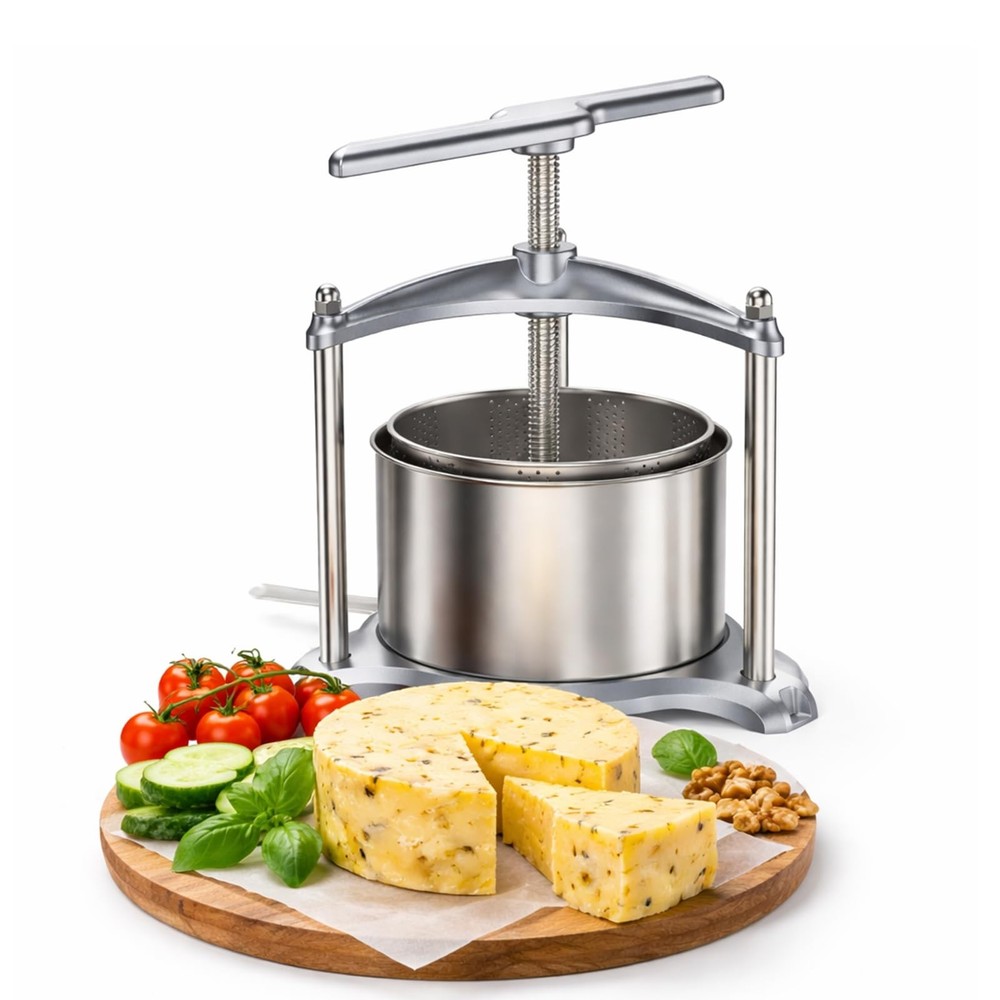 Manual Cheese Press, 1.6 Gallon Heavy Duty Food Press for Cheese, Tofu & Vege...